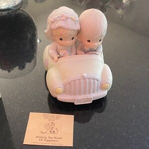 Precious Moments Wedding Couple in Car Cake Topper
